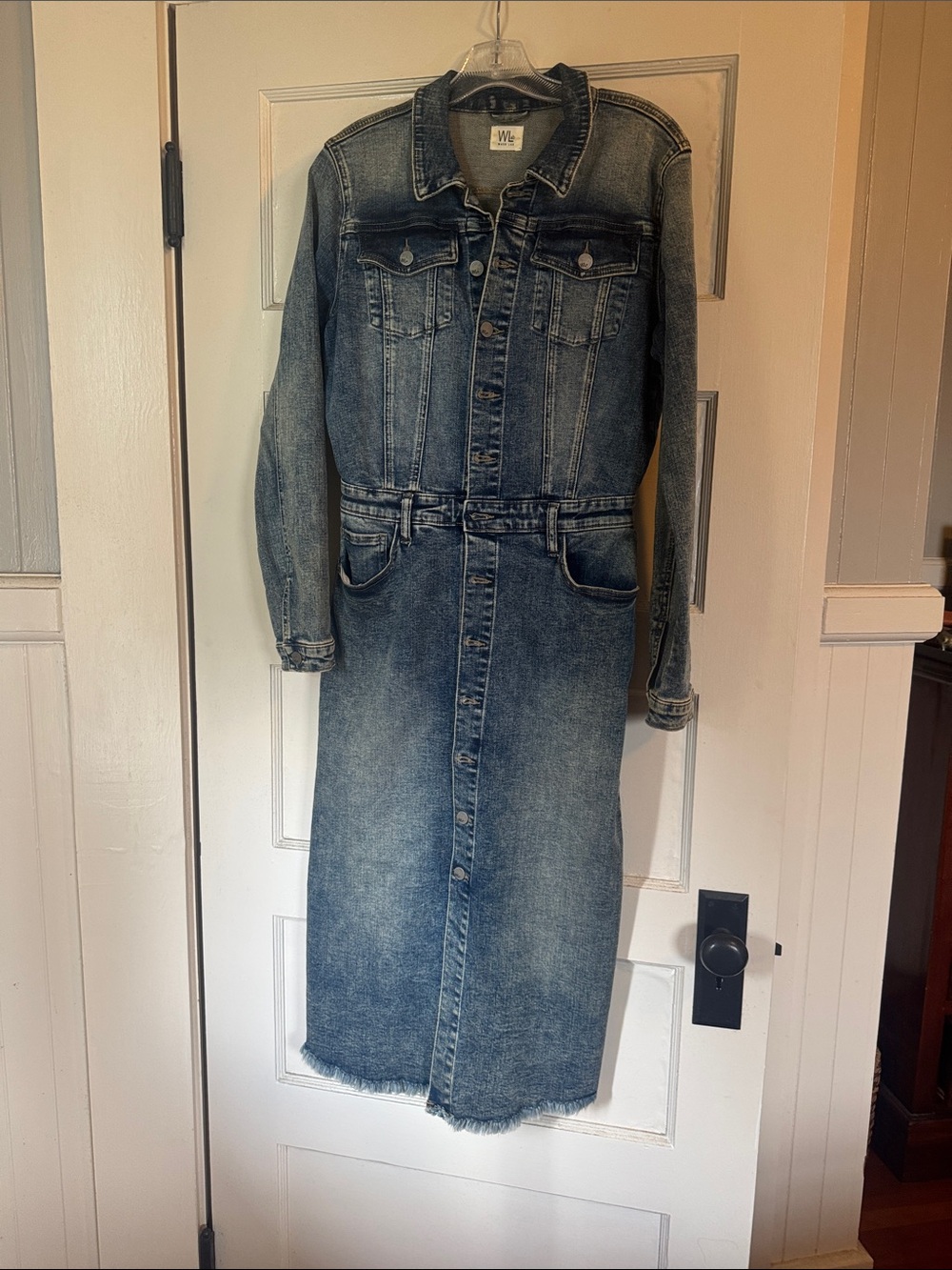 Women’s Washed Blue Denim Midi Jacket Dress